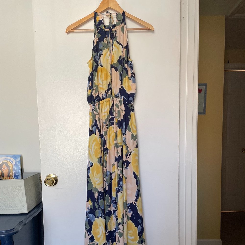 Lulus Navy Floral Gown